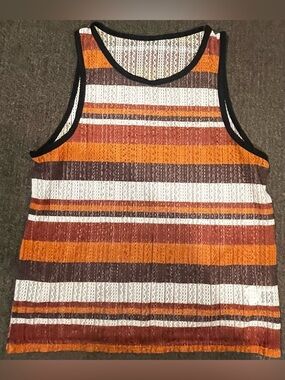 Manfinity Striped Sleeveless Dress in Orange, Rust & White